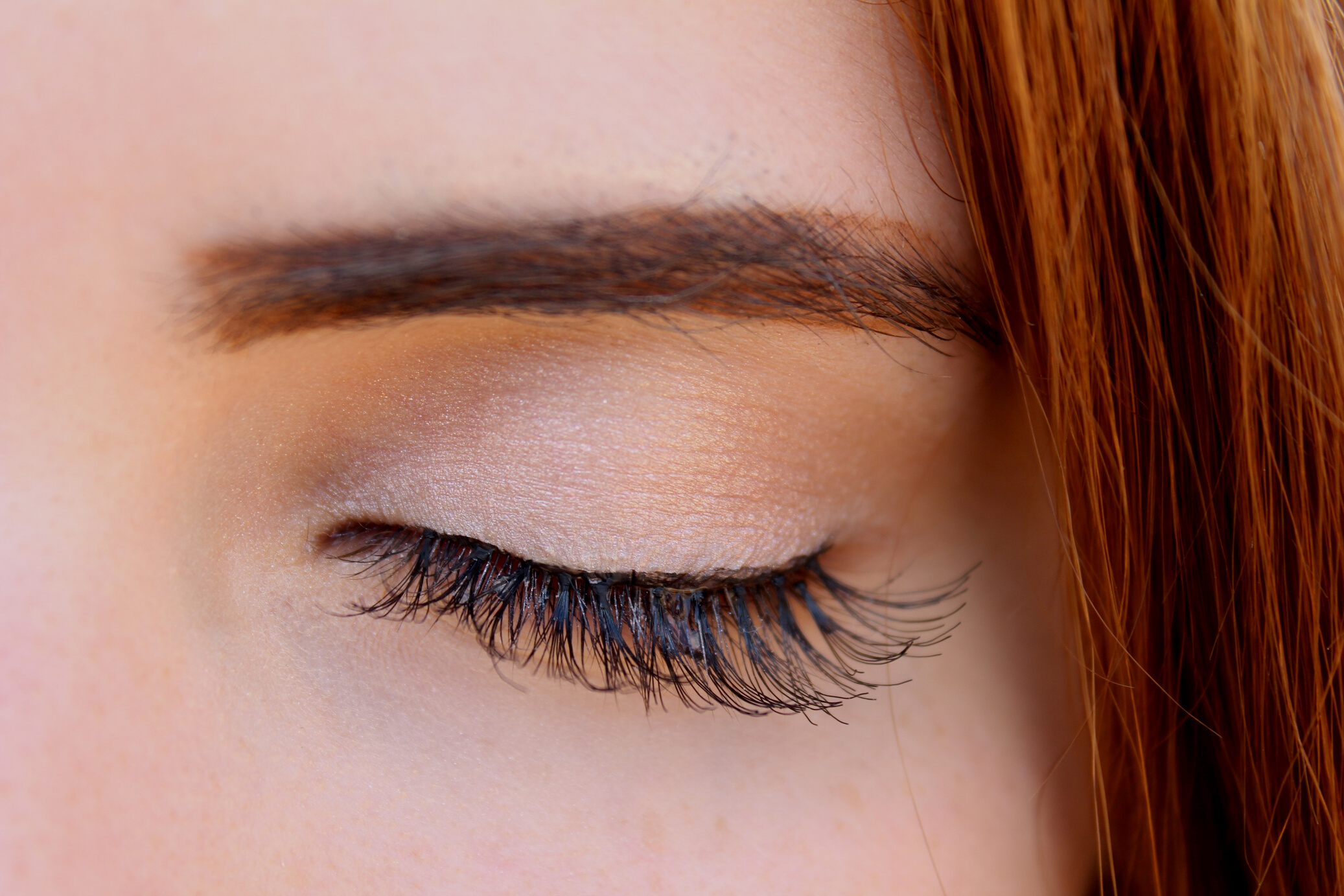 Closeup of a Woman's Eyelashes with Mascara